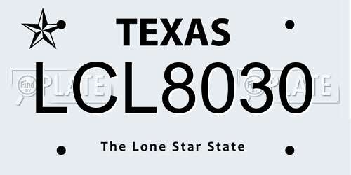 LCL8030 Texas License Plate