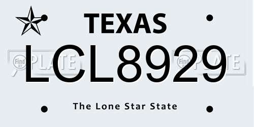 LCL8929 Texas License Plate