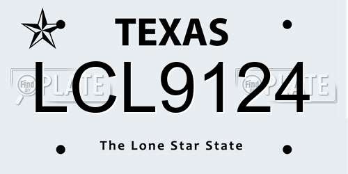 LCL9124 Texas License Plate