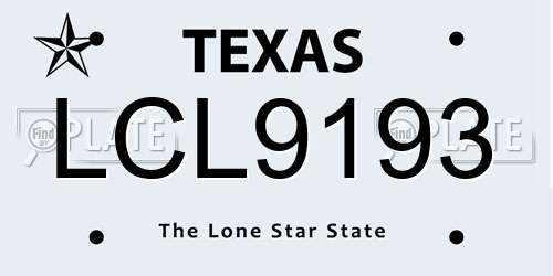 LCL9193 Texas License Plate