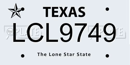 LCL9749 Texas License Plate