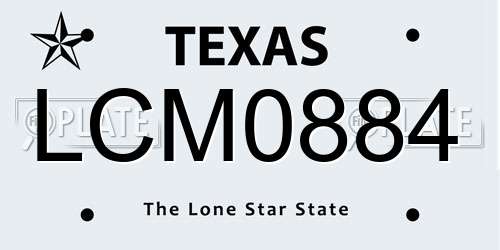 LCM0884 Texas License Plate