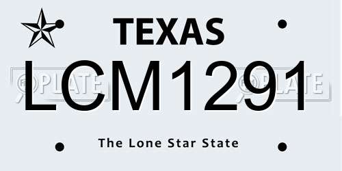 LCM1291 Texas License Plate