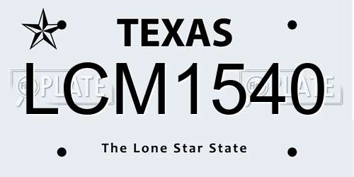 LCM1540 Texas License Plate