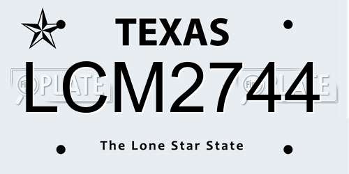 LCM2744 Texas License Plate