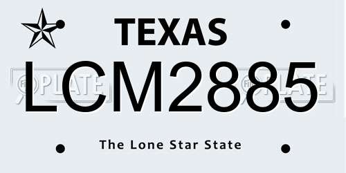 LCM2885 Texas License Plate