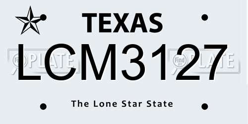 LCM3127 Texas License Plate