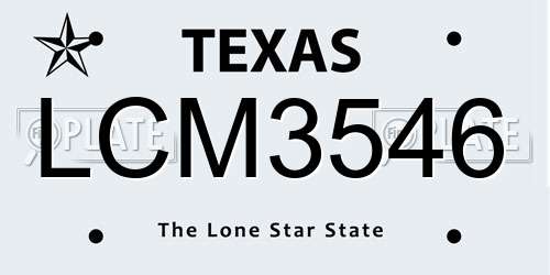 LCM3546 Texas License Plate