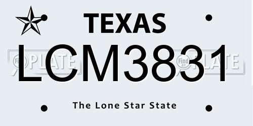 LCM3831 Texas License Plate