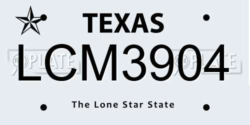LCM3904 Texas License Plate