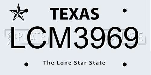 LCM3969 Texas License Plate