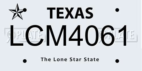 LCM4061 Texas License Plate