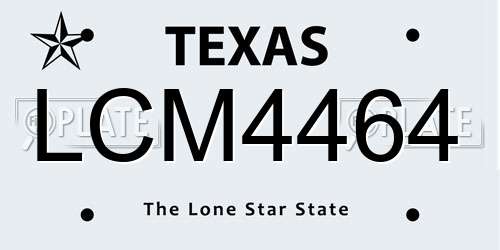LCM4464 Texas License Plate
