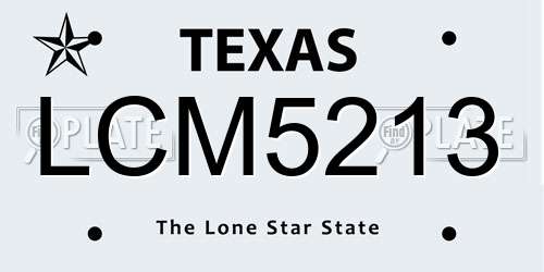 LCM5213 Texas License Plate
