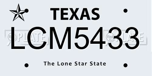 LCM5433 Texas License Plate