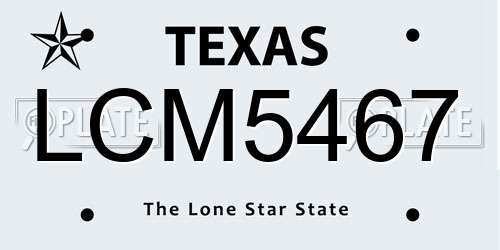 LCM5467 Texas License Plate