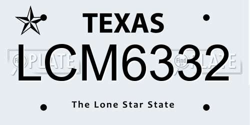 LCM6332 Texas License Plate