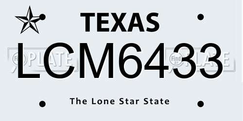 LCM6433 Texas License Plate