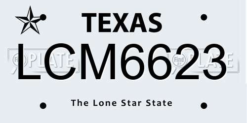 LCM6623 Texas License Plate