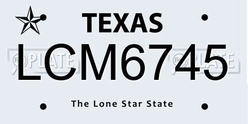 LCM6745 Texas License Plate