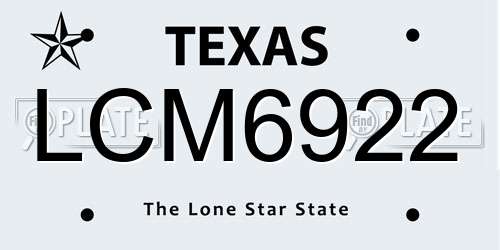 LCM6922 Texas License Plate