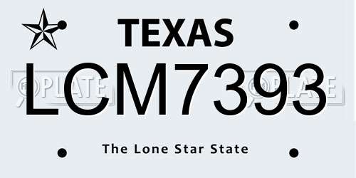 LCM7393 Texas License Plate