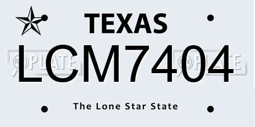 LCM7404 Texas License Plate