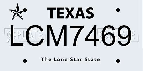 LCM7469 Texas License Plate