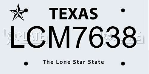 LCM7638 Texas License Plate
