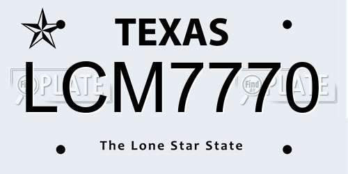 LCM7770 Texas License Plate
