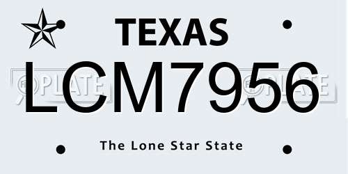 LCM7956 Texas License Plate