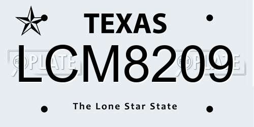 LCM8209 Texas License Plate