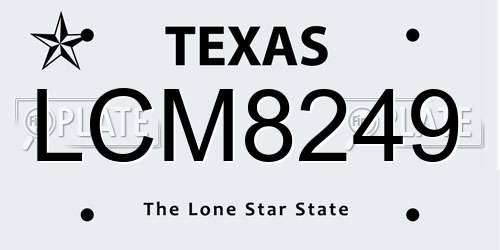 LCM8249 Texas License Plate