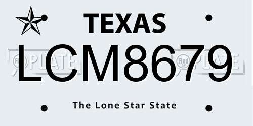 LCM8679 Texas License Plate