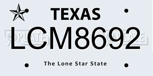 LCM8692 Texas License Plate