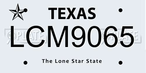 LCM9065 Texas License Plate