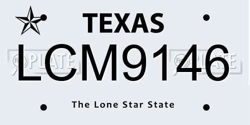 LCM9146 Texas License Plate