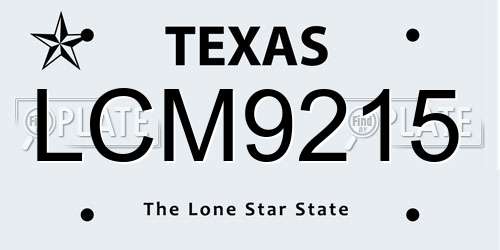 LCM9215 Texas License Plate