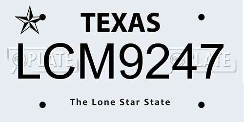 LCM9247 Texas License Plate