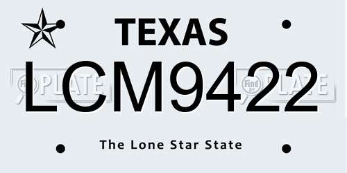 LCM9422 Texas License Plate