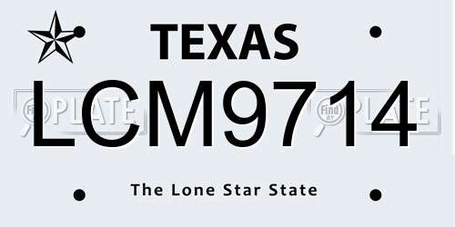 LCM9714 Texas License Plate