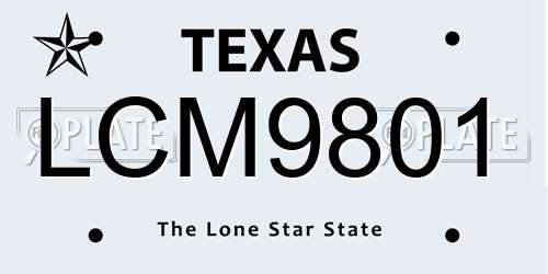 LCM9801 Texas License Plate