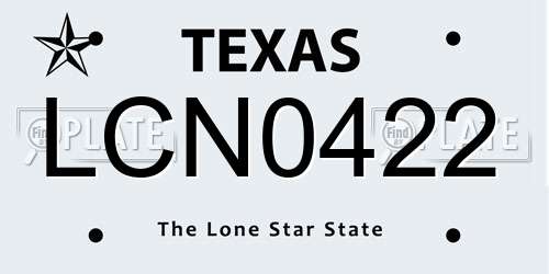 LCN0422 Texas License Plate