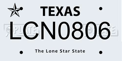 LCN0806 Texas License Plate