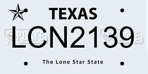 LCN2139 Texas License Plate