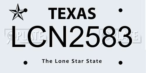 LCN2583 Texas License Plate