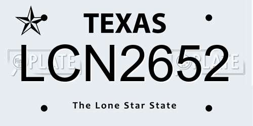 LCN2652 Texas License Plate