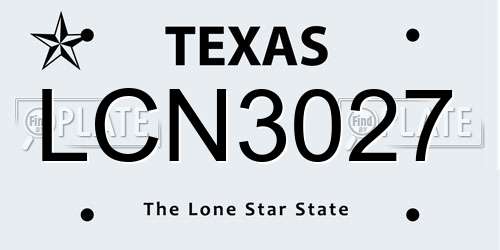 LCN3027 Texas License Plate