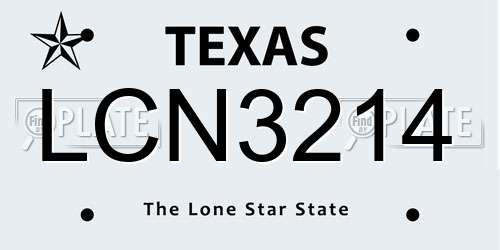 LCN3214 Texas License Plate
