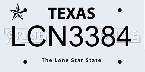 LCN3384 Texas License Plate